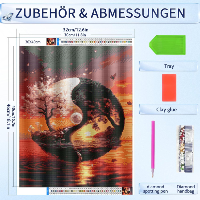 Set goblen cu diamante, fara sasiu,Yin & Yang, 30x40 cm [6]