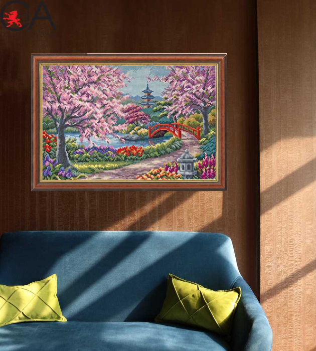 Set goblen cu diamante, fara sasiu, Gradina Japoneza, 48x38cm [7]