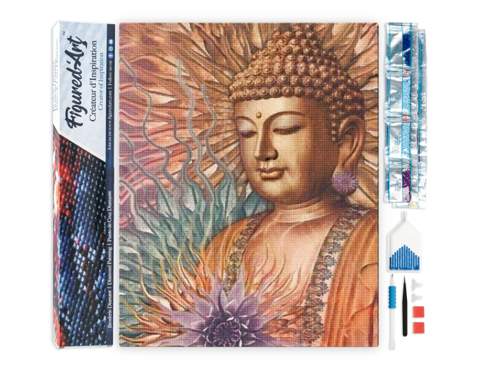 Set goblen cu diamante, fara sasiu, Buddha, 40x50 cm [3]