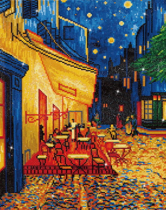 Goblen cu diamante, Terasa cafenelei noaptea - Van Gogh 52x42 cm [1]