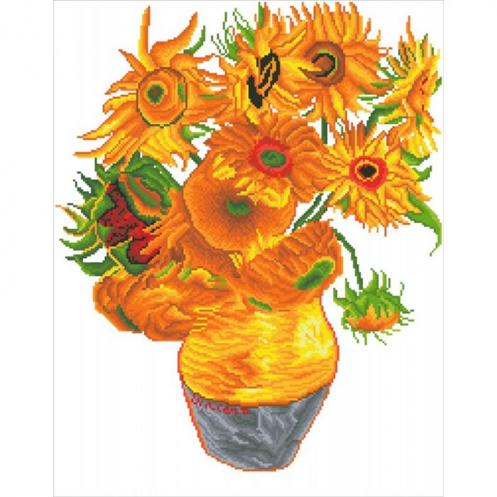Goblen cu diamante,  Vaza cu flori - Van Gogh 71x56 cm  I Goblenuri cu diamante I dego.ro [12]