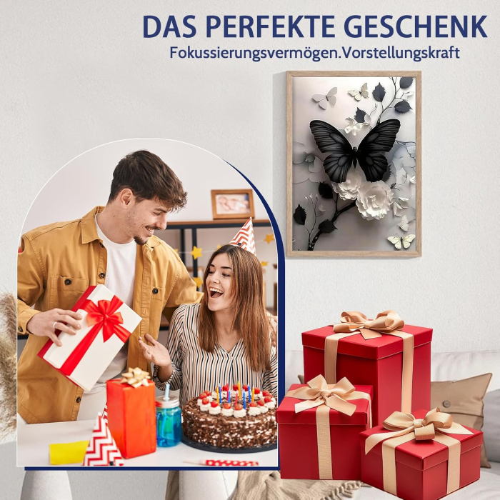 Set goblen cu diamante, fara sasiu, Fluture negru, 30x40 cm [6]