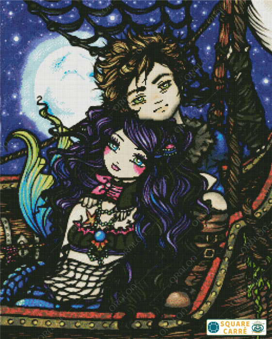 Set goblen cu diamante patrate AB @Oraloa, fara sasiu, Captura pescarului, 73x91 cm [2]