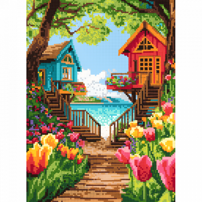 Set goblen cu diamante, cu sasiu, Cartierul perfect, 30x40 cm [2]