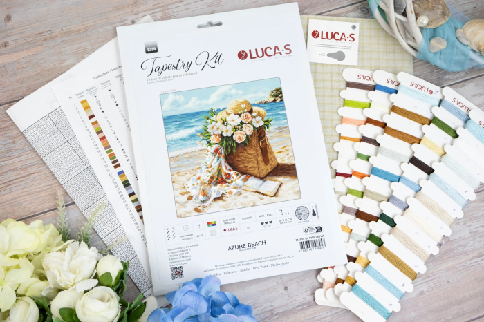 Set goblen de cust, cu diagrama, Plaja de azur, 18x18 cm [2]