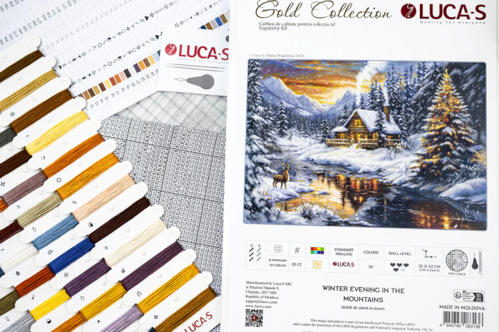 Set goblen de cusut, cu diagrama, Seara de iarna in munti, 32x22 cm [4]