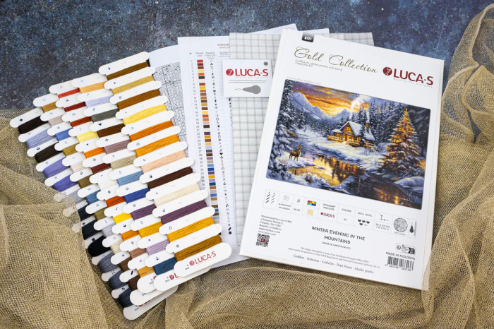 Set goblen de cusut, cu diagrama, Seara de iarna in munti, 32x22 cm [3]