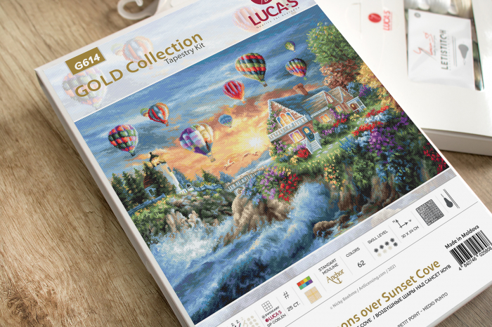 Set goblen de cusut, cu diagrama, Baloane prin Sunset Cove, 30x24 cm [2]