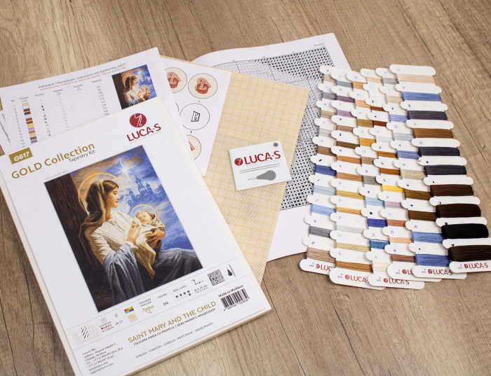 Set goblen de cusut, cu diagrama, Fecioara Maria cu Pruncul, 18x25cm [4]