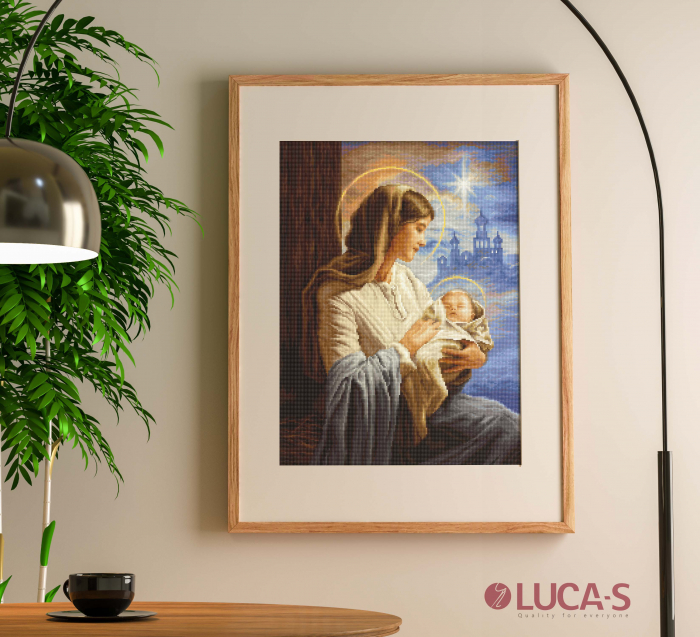 Set goblen de cusut, cu diagrama, Fecioara Maria cu Pruncul, 18x25cm [6]