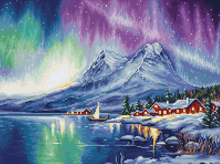 Set goblen de cusut, cu diagrama, Aurora Boreala, 20x15 cm [1]