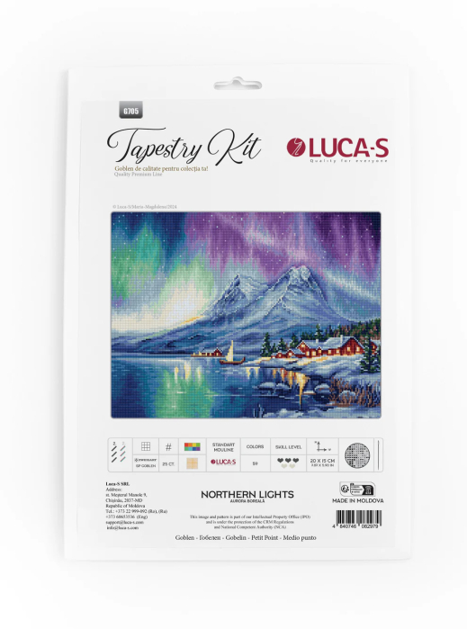 Set goblen de cusut, cu diagrama, Aurora Boreala, 20x15 cm [7]