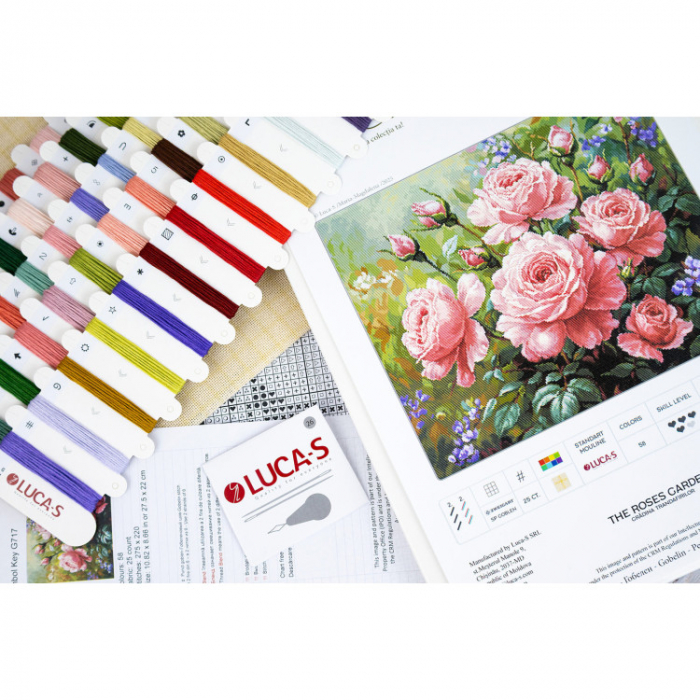 Set goblen de cusut, cu diagrama, Gradina de trandafiri, 35x24 cm [3]