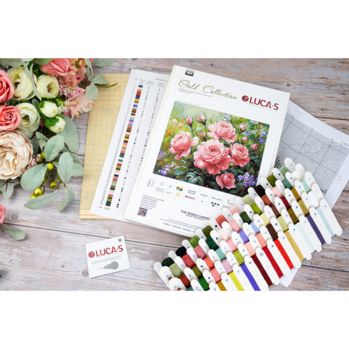 Set goblen de cusut, cu diagrama, Gradina de trandafiri, 35x24 cm [2]
