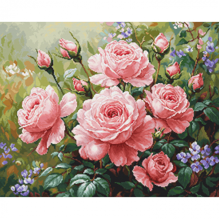 Set goblen de cusut, cu diagrama, Gradina de trandafiri, 35x24 cm [1]
