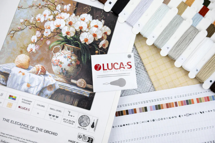 Set goblen de cusut, cu diagrama, Eleganta orhideei, 20 x 20 cm [4]