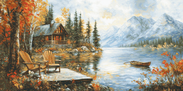 Set goblen de cusut, cu diagrama, Ecourile anotimpului de aur, 44x22 cm [1]
