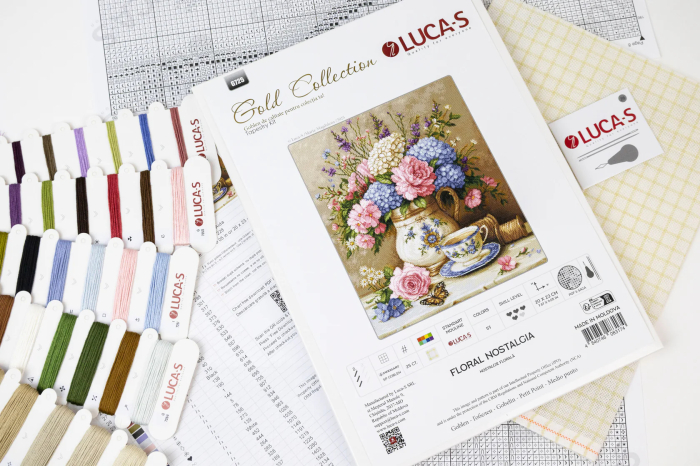 Set goblen de cusut, cu diagrama, Nostalgie florala, 20x23 cm [4]