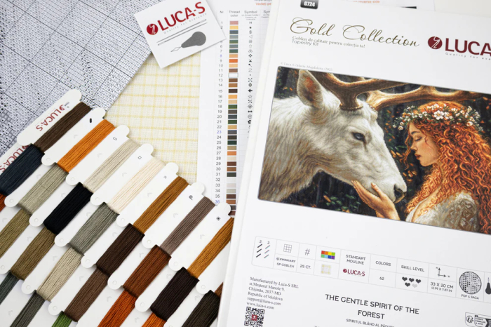 Set goblen de cusut, cu diagrama, Spiritul bland al padurii, 33 x 20 cm [4]