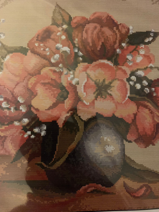 Set goblen de cusut, cu diagrama, Vaza cu lalele, 26x20cm [2]