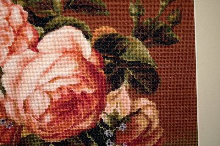 Set goblen de cusut, cu diagrama, Vaza cu trandafiri, 24x30 cm [3]