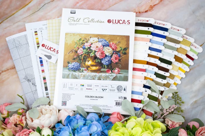 Set goblen de cusut, cu diagrama, Inflorire Aurie, 30x21 cm [3]