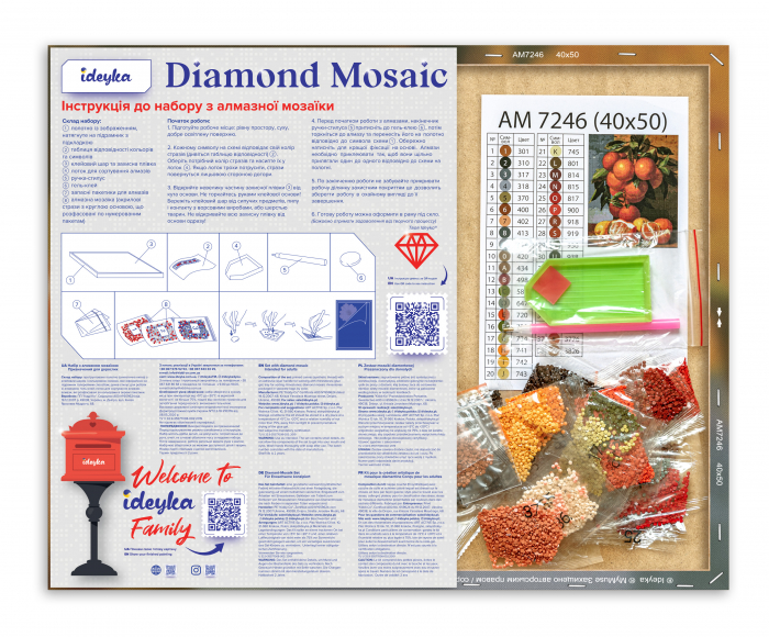 Set goblen u diamante, cu sasiu, Bujori roz, 40x50 cm [4]