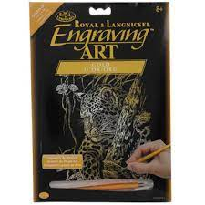 Set gravura folie aurita, Leopard in copac, A5 [2]