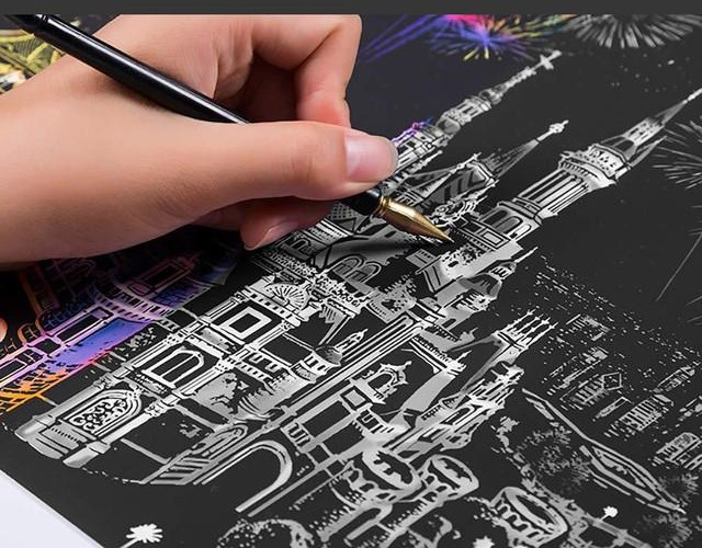 Set gravura folie multicolora, Turnul Eiffel, A3 [3]