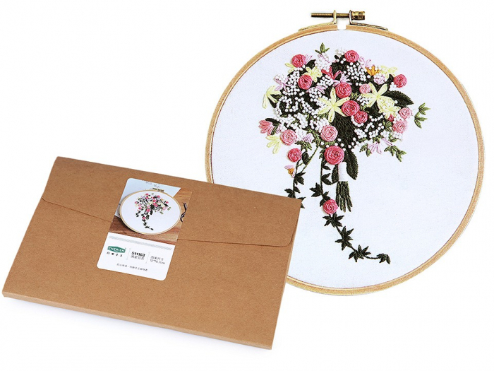 Set pentru brodat cu imprimeu, fara gherghef, Buchet cu iedera, 15 x 22 cm [2]