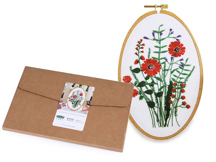 Set pentru brodat cu imprimeu, fara gherghef, Flori salbatice, 10,8 x 17,3 cm [2]