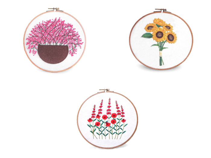 Set pentru brodat, fara gherghef, cu imprimeu, Floarea soarelui, 15x22 cm [3]