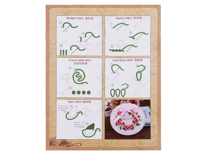 Set pentru brodat imprimat, cu gherghef, Fluture, Ø20 cm [2]