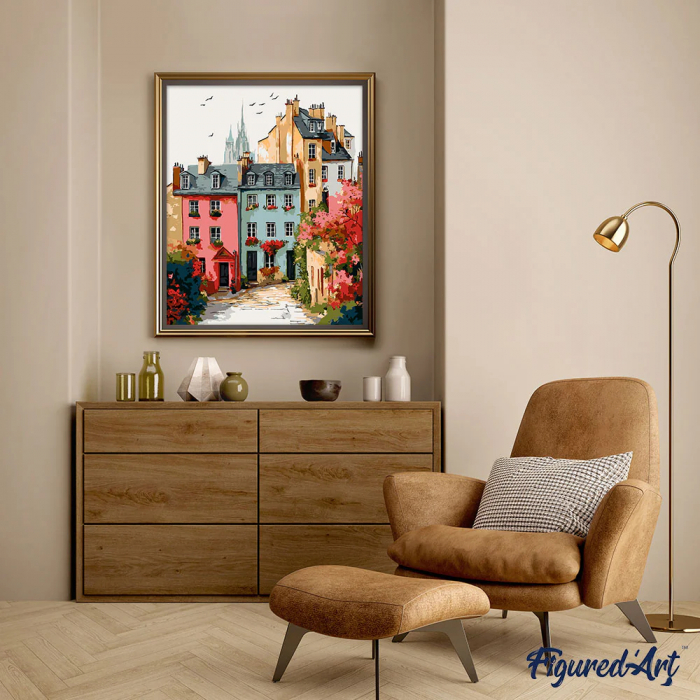 Set pictura pe numere, cu sasiu, Oras vechi colorat, 40x50 cm [3]