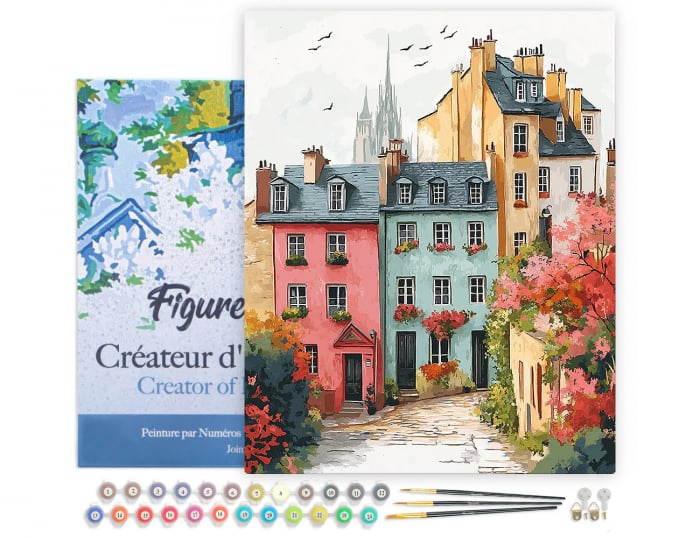 Set pictura pe numere, cu sasiu, Oras vechi colorat, 40x50 cm [2]