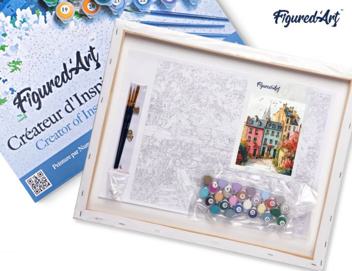 Set pictura pe numere, cu sasiu, Oras vechi colorat, 40x50 cm [4]