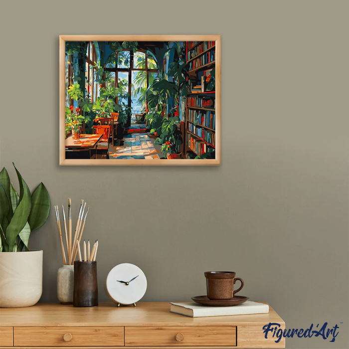 Set pictura pe numere, cu sasiu, Biblioteca din sera, 40x50 cm [3]