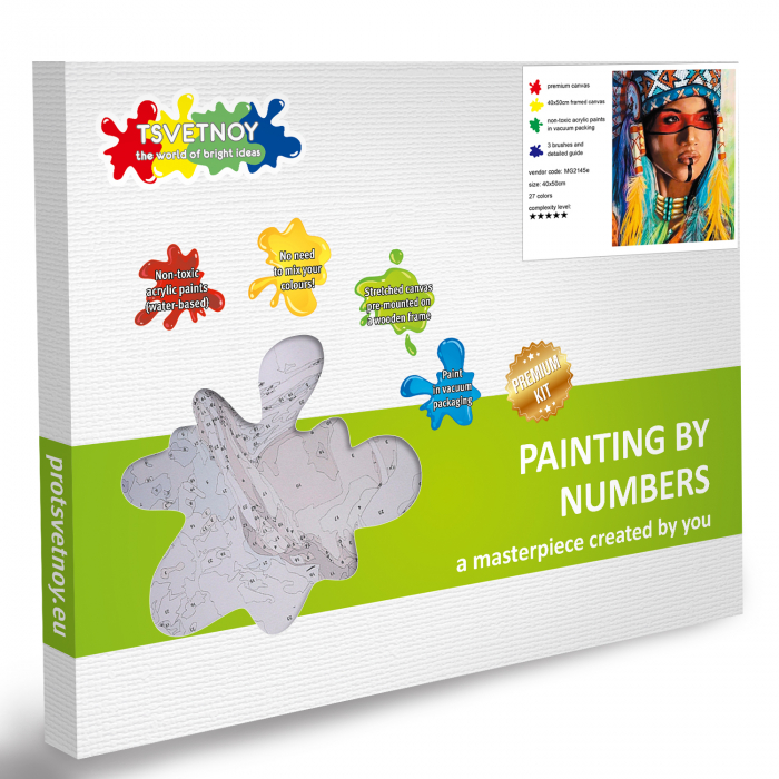 Pictura pe Numere, cu sasiu, Amerindianca, 40x5o [7]