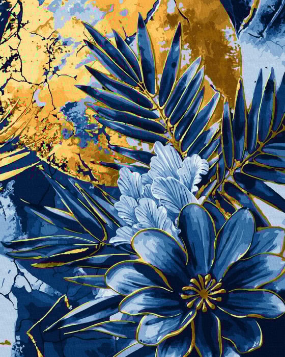 Set pictura pe numere, cu sasiu, Florile noptii - culori aurii, 40x50 cm [1]
