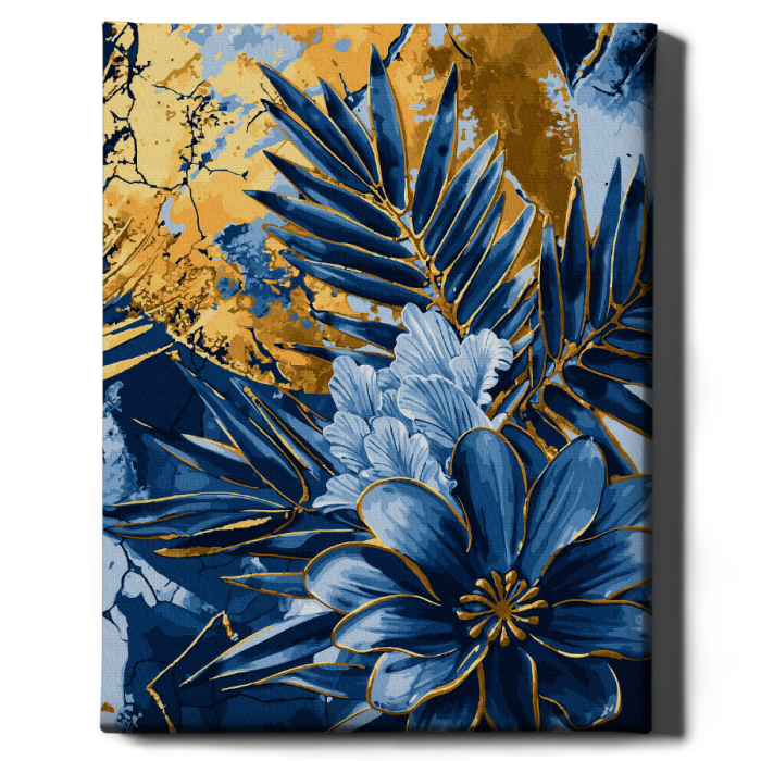 Set pictura pe numere, cu sasiu, Florile noptii - culori aurii, 40x50 cm [2]