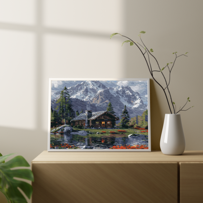 Set pictura pe numere, cu sasiu, Refugiu montan, 40x50 cm [4]