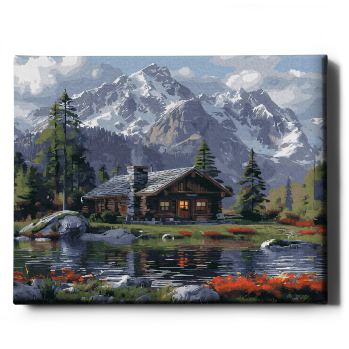 Set pictura pe numere, cu sasiu, Refugiu montan, 40x50 cm [2]