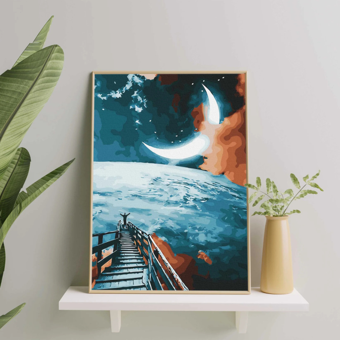 Set pictura pe numere, cu sasiu, Drumul catre luna, 40x50 cm [2]