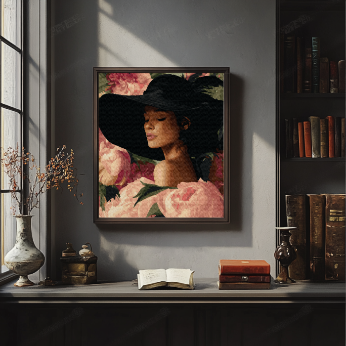 Set pictura pe numere, cu sasiu, Bujori eleganti, 40x50 cm [4]