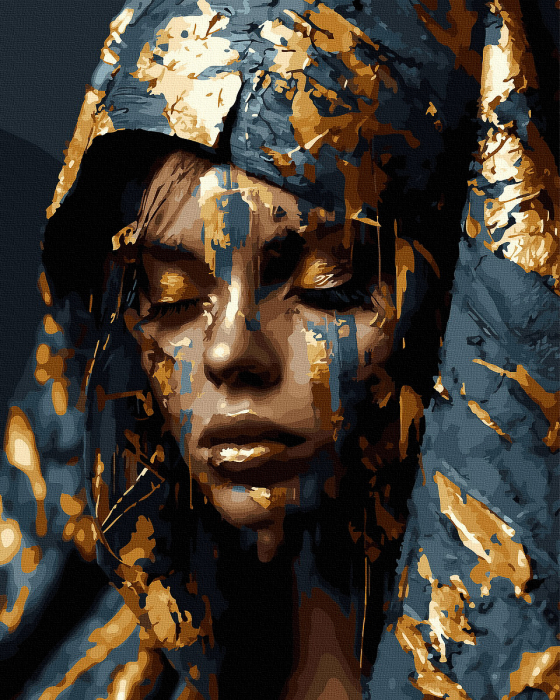 Set pictura pe numere, cu sasiu, Misticism - vopsea aurie, 40x50 cm [1]