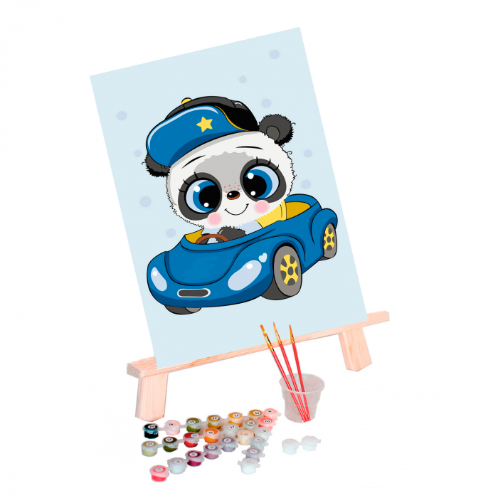 Pictura pe numere, cu sasiu, Little Panda 20x30 cm [2]