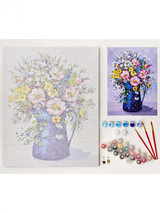 Pictura pe numere, cu sasiu, Buchet cu Flori Salbatice [3]