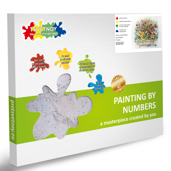 Pictura pe numere, cu sasiu, Buchet cu Lalele Rosii [6]