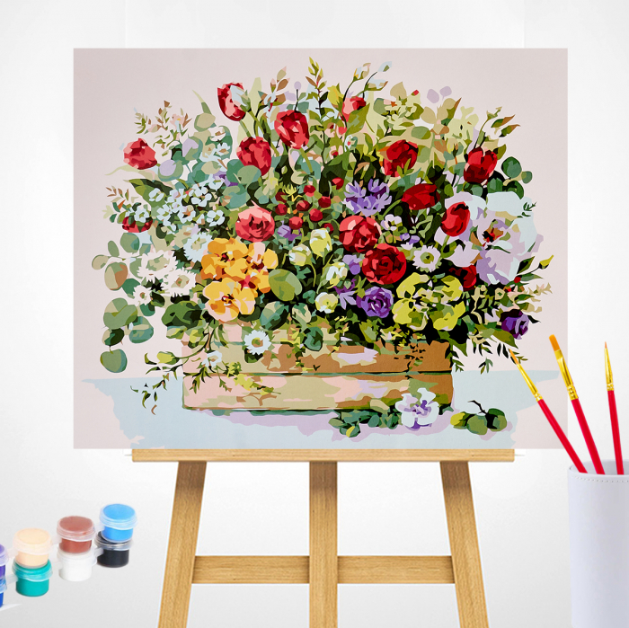 Pictura pe numere, cu sasiu, Buchet cu Lalele Rosii [2]