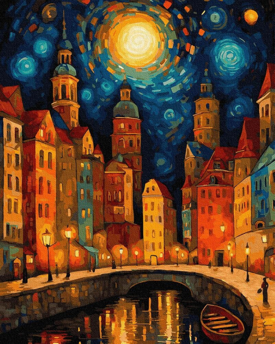 Set pictura pe numere, cu sasiu, Noapte feerica, 40x50 cm [1]
